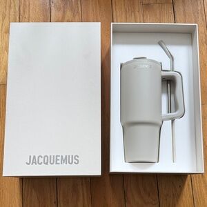 Jacquemus Cream The Sports Mug  - Stainless Steel Travel Mug with Straw